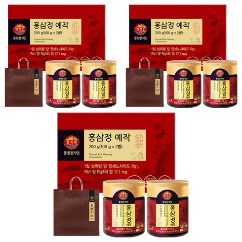 천지인 홍삼정 예작 +쇼핑백, 200g, 3세트