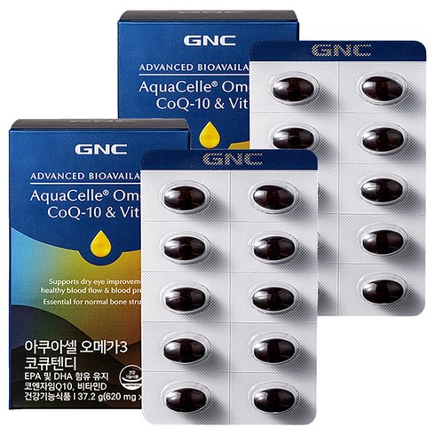 GNC 아쿠아셀 오메가3 코큐텐디 37.2g, 60정, 2개
