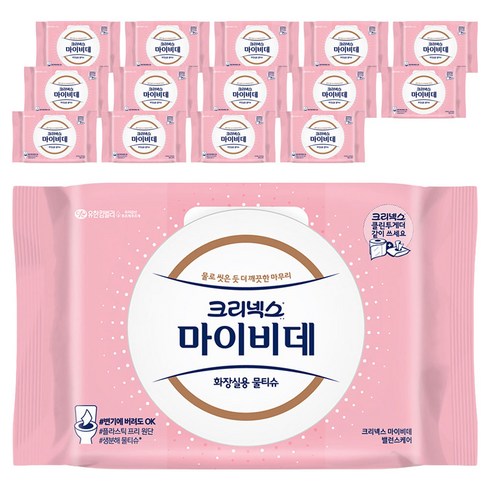마이비데 밸런스케어 화장실용 물티슈 캡형, 55g, 40매, 15개