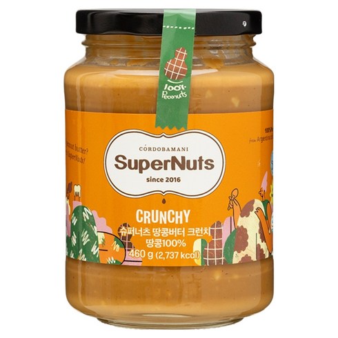 슈퍼너츠 100% 땅콩버터 크런치, 460g, 1개