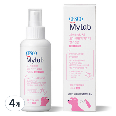 세스코마이랩 모기 진드기 기피제 반려견용, 혼합색상, 120ml, 4개