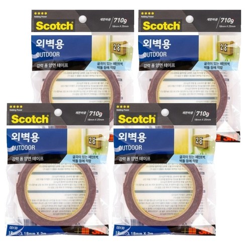 3M 스카치 외벽용 폼 양면테이프 18mm x 3m, 4개