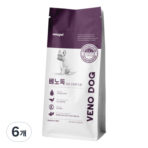 베노독 강아지 기능성 사료, 피부/피모, 1.8kg, 6개