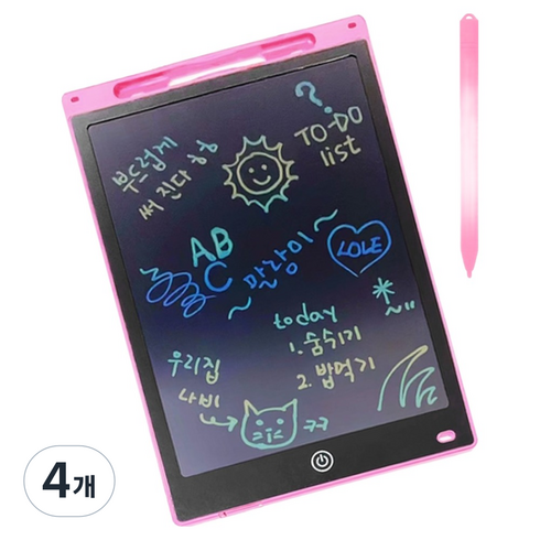 아가플러스 컬러 LCD 와이드 드로잉 패드, 분홍, 4개