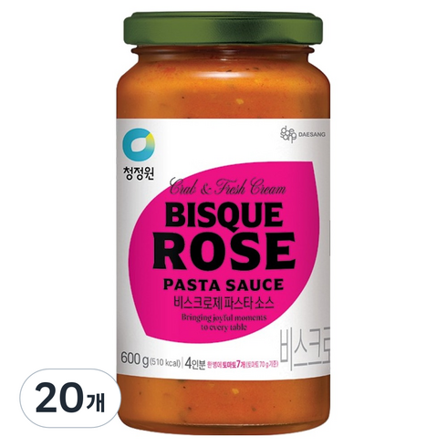 청정원 크랩&생크림 비스크로제 파스타소스, 600g, 20개