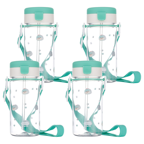 에디슨 프렌즈 흘림방지 에코젠 빨대컵, 350ml, 4개, 공룡에디노