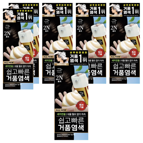 미쟝센 올 뉴 쉽고 빠른 거품 염색제, 2N흑색, 6개