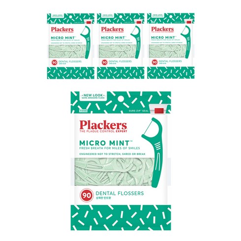 플랙커스 마이크로 민트 치실, 8cm, 90개입, 4개