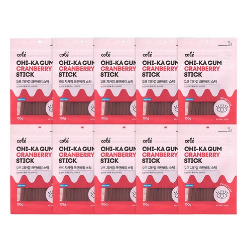 꼬뜨 강아지껌 덴탈껌 치카껌 스틱, 크랜베리, 100g, 10개