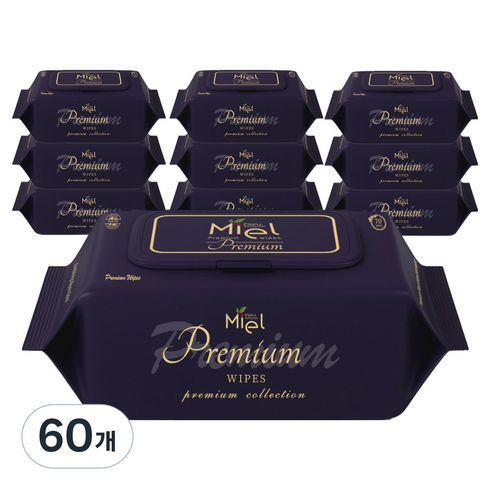 미엘 프리미엄 유아용 물티슈 캡형, 75g, 70매, 60개