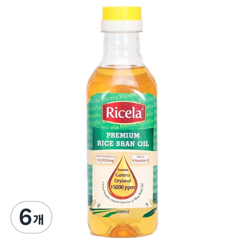 리셀라 프리미엄 100% 현미유, 6개, 500ml