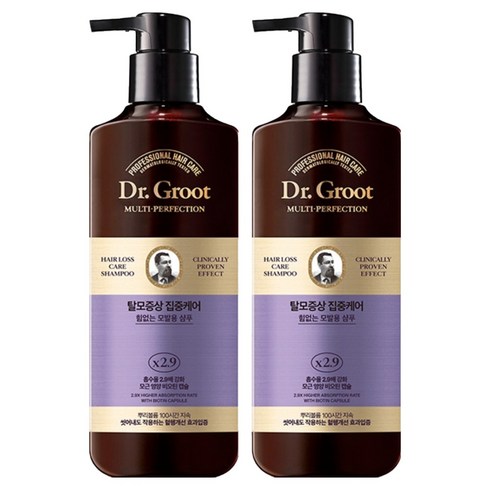 닥터그루트 탈모증상 집중케어 멀티퍼펙션 힘없는 모발용 샴푸, 400ml, 2개