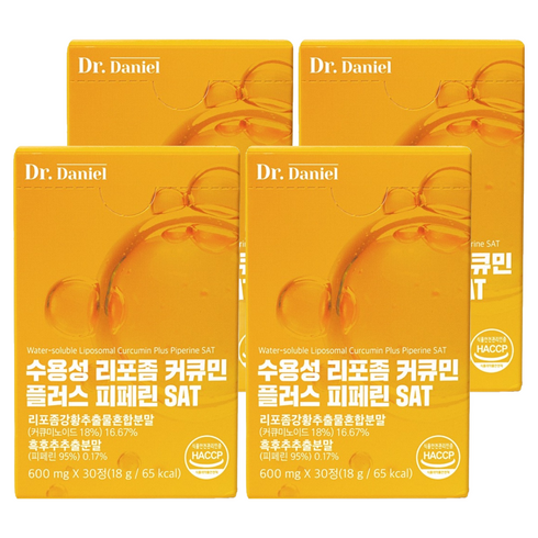 아이비알닥터다니엘 수용성 리포좀 커큐민 플러스 피페린 SAT, 30정, 4개