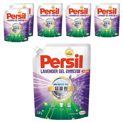 퍼실 딥클린 초미세세탁 라벤더젤 맥스 드럼용 액체세제 리필, 1.8L, 6개