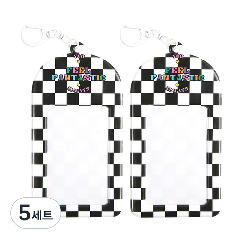 핑크풋 9000 포토카드 홀더 2p, 체크보드, 5세트