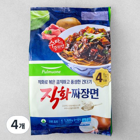 풀무원 직화짜장면 4인분, 1.32kg, 4개