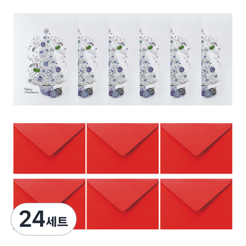 프롬앤투 크리스마스 카드 + 봉투 세트 S207q3, 혼합색상, 24세트