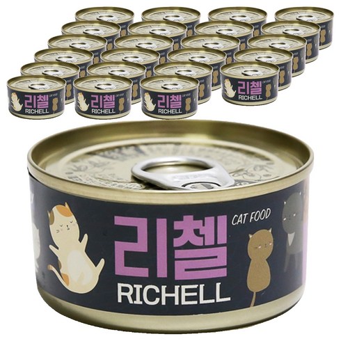 테비토퍼 고양이 리첼 간식캔, 헤어볼, 80g, 24개
