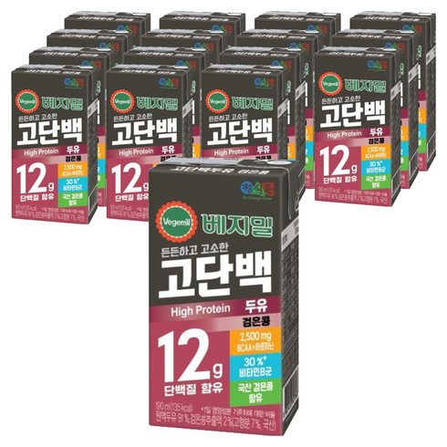 베지밀 고단백두유 검은콩, 190ml, 16개