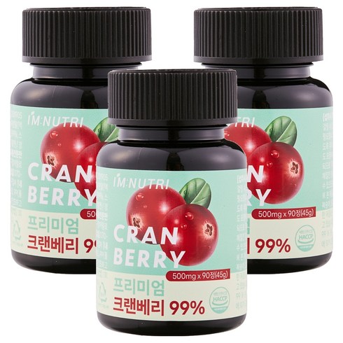 아임뉴트리 프리미엄 크랜베리 정 45g, 3개, 90정