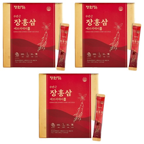 정원장 6년근 에브리데이 장홍삼 스틱 100p, 1kg, 3박스