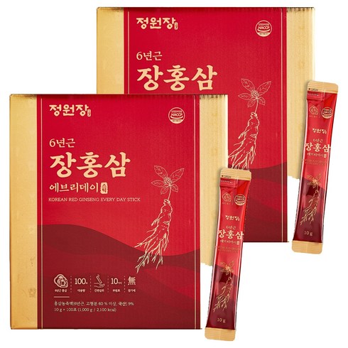 정원장 6년근 에브리데이 장홍삼 스틱 100p, 1kg, 2박스