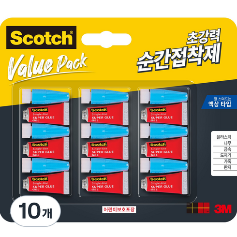 스카치 접착제 멀티팩 일회용 액상타입 9입 클럽팩, 10개