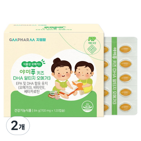 지엠팜 야미푸 키즈 DHA 알티지 오메가3 84g, 2개, 120정