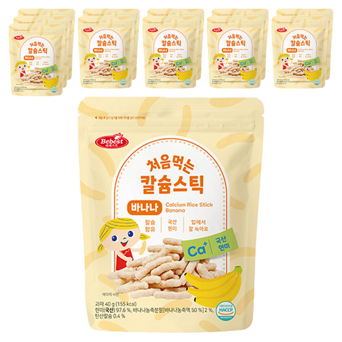 베베스트 칼슘 스틱 유아 쌀과자, 바나나, 40g, 12개