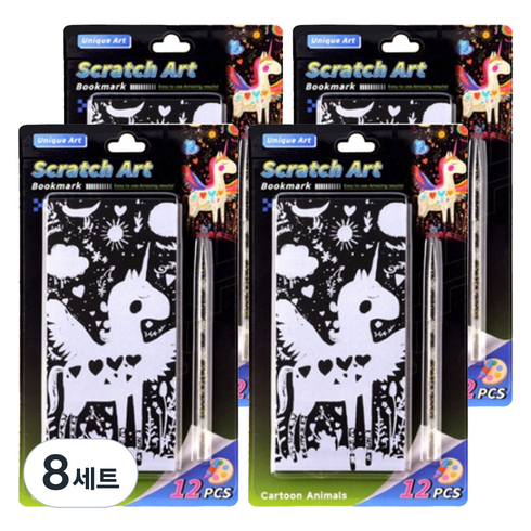 크블랑스 패션 스크래치 페이퍼 컬러링북 12종 + 펜슬포함 세트 70 x 155 mm, 015, 8세트
