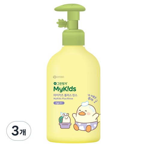 그린핑거 마이키즈 플러스 어린이 린스 푸아 에디션 복숭아향, 3개, 320ml