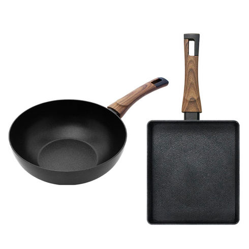 실바트 인덕션 까리노 IH 프라이팬 시리즈 2개, 블랙 + 브라운, 궁중팬 24cm + 계란말이팬 24cm, 1세트