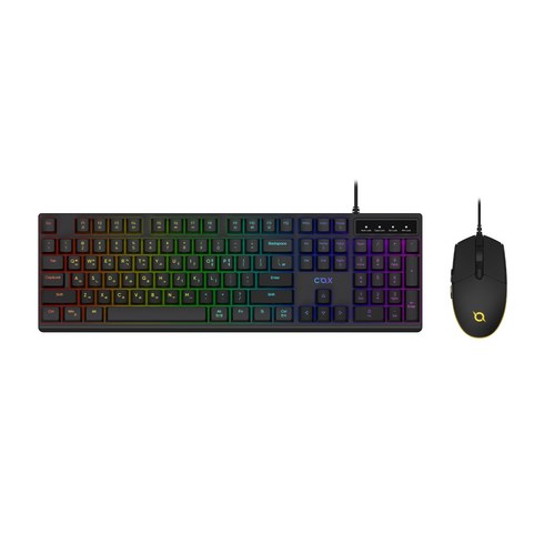 COX 저소음 멤브레인 오피스 게이밍 유선 키보드 마우스 세트, Black, CKM400, 일반형