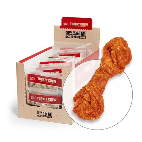 슈퍼츄 강아지 터키츄 칠면조와 소고기 힘줄 본 M, 본 혼합맛(칠면조/소고기), 32g, 20개