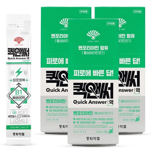 동화약품 피로회복제 퀵앤써액 샤인머스캣향, 96ml, 3개