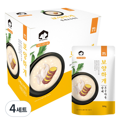 펫러닝 생후 3개월 이후 반려동물 보양하개 죽 10p, 닭+고구마, 1kg, 4세트