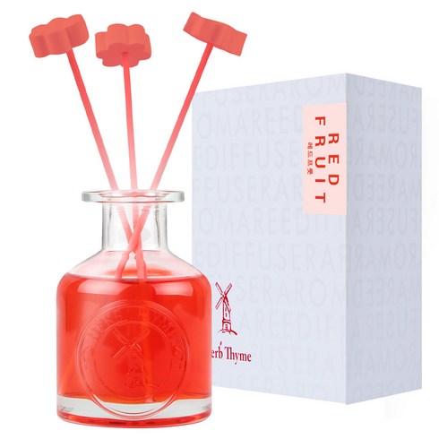 허브타임 리드 디퓨저 130ml + 플라워 석고 랜덤발송 4p + 섬유스틱 5p 선물세트, 레드프룻, 1개