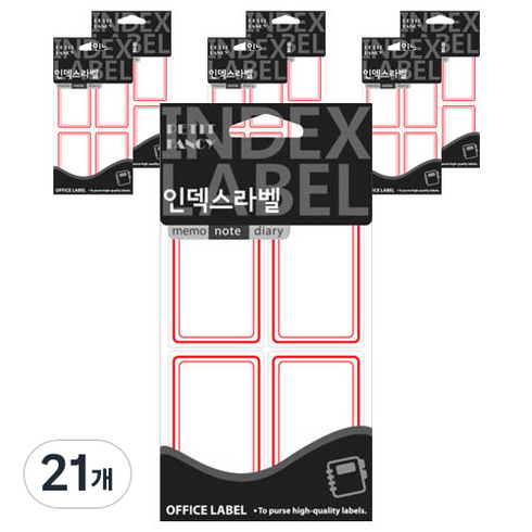 쁘띠팬시 인덱스 라벨스티커 20-218, 빨강(20-218R), 21개
