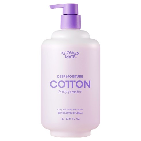 샤워메이트 딥모이스처 코튼 바디워시 베이비파우더향, 1개, 1L