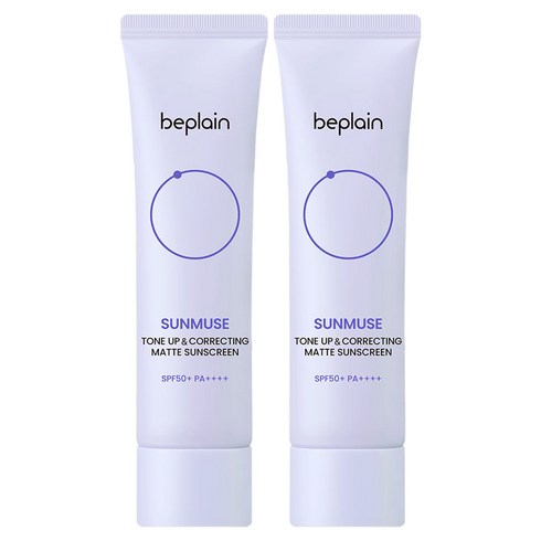 비플레인 선뮤즈 톤업 앤 코렉팅 매트 선크림 SPF50+ PA++++, 50ml, 2개