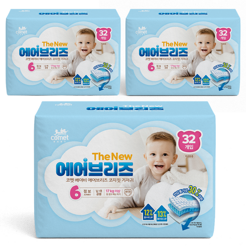 코멧 더 뉴 에어브리즈 코지핏 팬티형 기저귀 남여공용 점보(6단계), 점보형(2XL), 96매