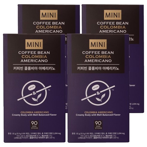 커피빈 콜롬비아 아메리카노 미니 스틱커피, 900mg, 90개입, 4개