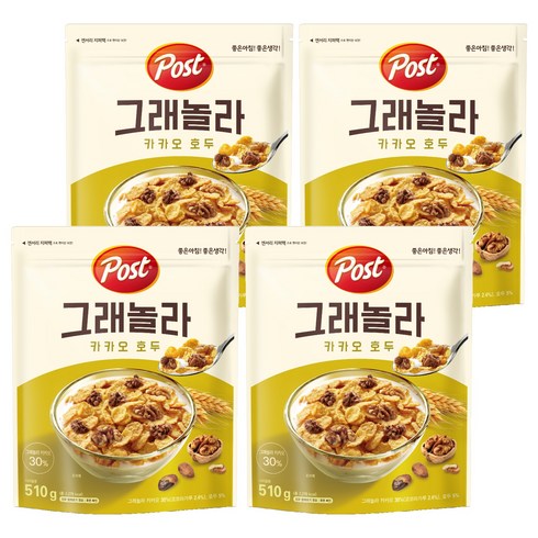 포스트 그래놀라 카카오 호두, 510g, 4개