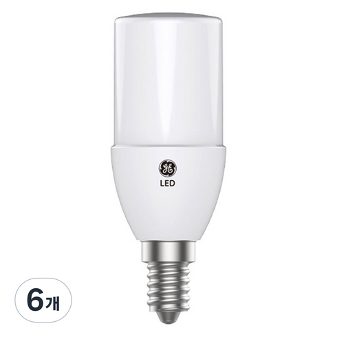 제너럴일렉트릭 LED 브라이트 스틱 전구 5W E14, 주광색, 6개