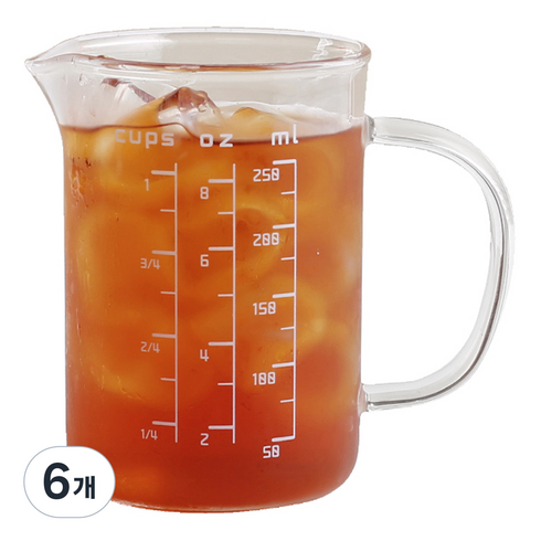 MAKA 내열유리 계량컵 소 MC-01, 투명, 250ml, 6개