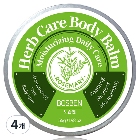 보습엔 허브 케어 바디밤 로즈마리향, 56g, 4개