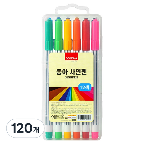 동아 사출 사인펜 12색, 혼합색상, 120개