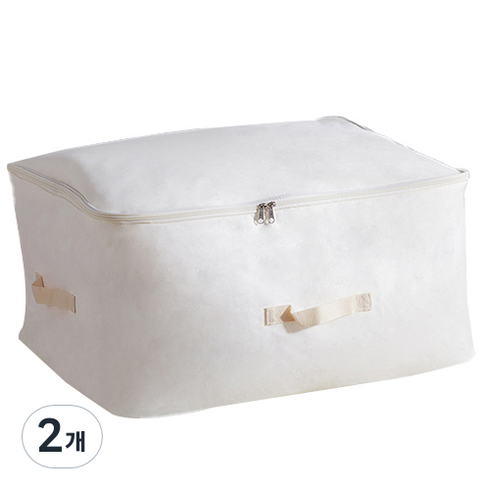 이보다 깔끔할 수 없다 옥스포드 천 패브릭 이불수납함 60 x 46 x 30 cm, 크림, 2개