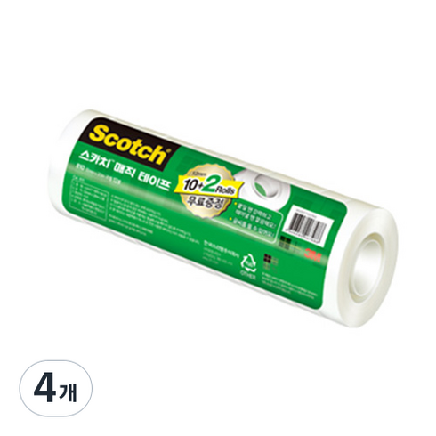 스카치 매직테이프 리필 12mm X 20m 12롤, 4개