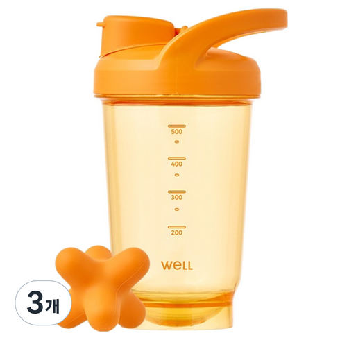 실리만 웰 애슬레저 쉐이커 500ml 텐저린, 3개